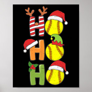 Poster Softball Noël Ho Ho Softball Xmas Sport Me