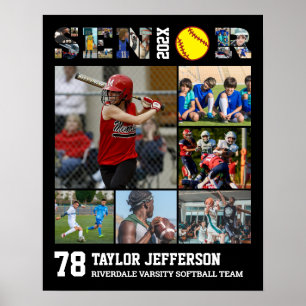 Poster Softball Player Senior Night Sports Photo Collage