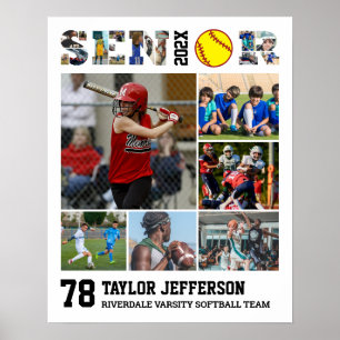 Poster Softball Player Senior Night Sports Photo Collage