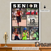 Poster Softball Senior Graduation 6 Photo Collage