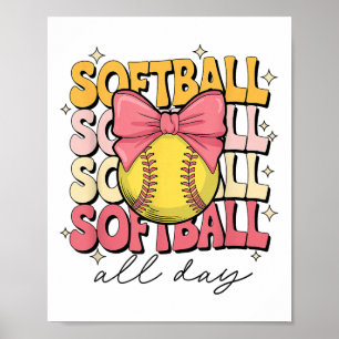 Poster Softball super Coquette Bow Softball Lover Softbal