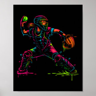 Poster Softll Catcher Dad Pitcher Fastpitch Coach Fathers