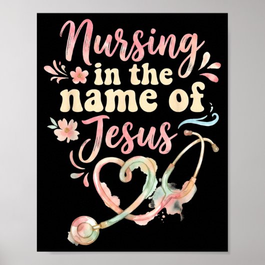 Poster Soins au nom de l'infirmière chrétienne jésus (Devant)