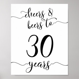 Poster Soins et bières à 30 ans signe d'anniversaire