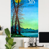 Poster Soirée à Sils, Engadin, Suisse, vintage (Bureau à domicile)