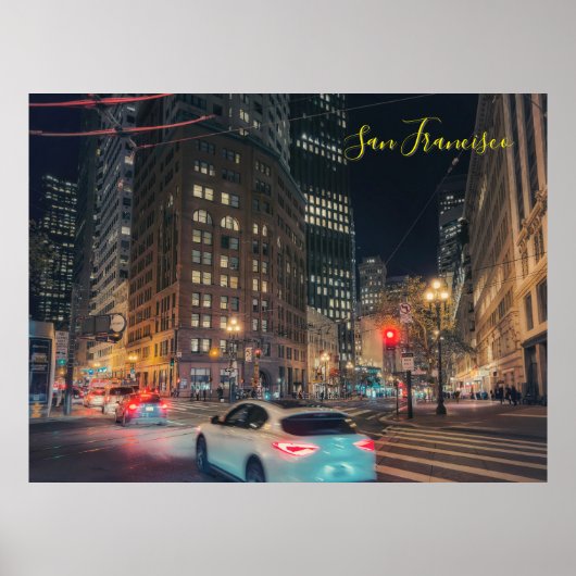Poster Soirée animée de San Francisco Cityscape (Devant)