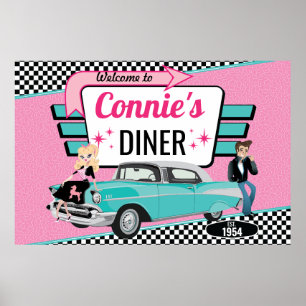 Poster Soirée Anniversaire à l'Américaine des Années 50