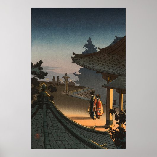 Poster Soirée au temple Miidera par Tsuchiya Koitsu (Devant)