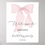Poster Soirée d'anniversaire Elegant Pink Bow (Devant)