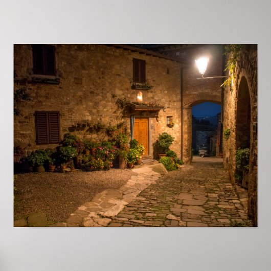 Poster Soirée dans l'ancienne ville à flanc de colline (Devant)