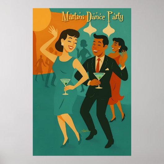 Poster Soirée Dansante Martini du Milieu du Siècle (Devant)