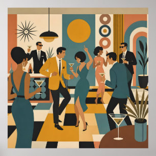 Poster Soirée Dansante Martini du Milieu du Siècle