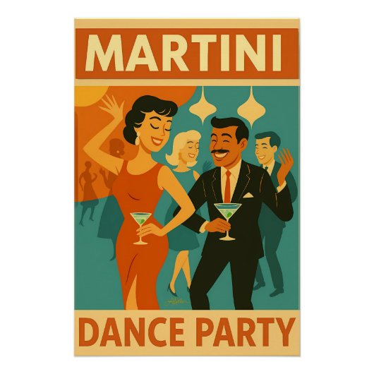 Poster Soirée Dansante Martini Milieu du Siècle (Devant)