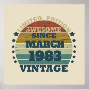 Poster Soirée de 40 ans vintage personnalisée