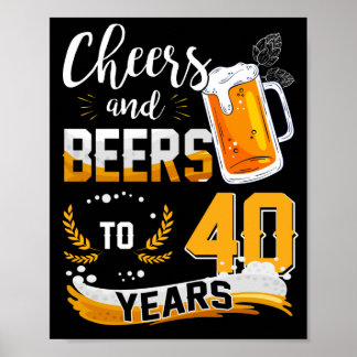 Poster Soirée de 40e Anniversaire Salue Et Bières À 40 An