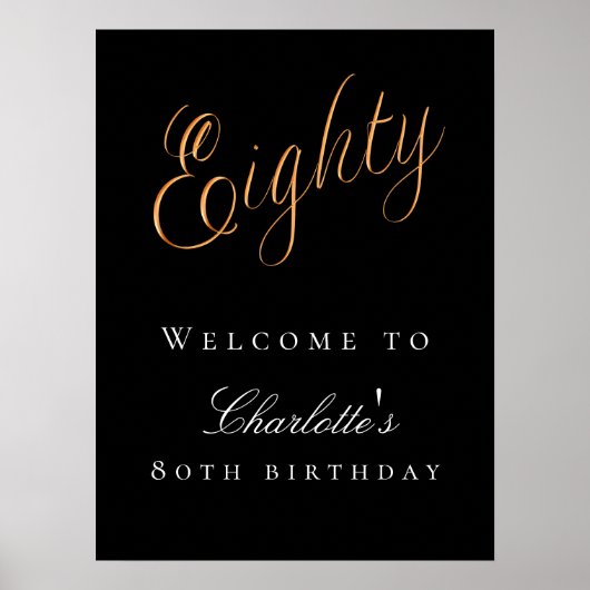 Poster Soirée de 80e anniversaire en or noir (Devant)
