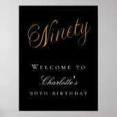 Poster Soirée de 90e anniversaire en or noir (Devant)