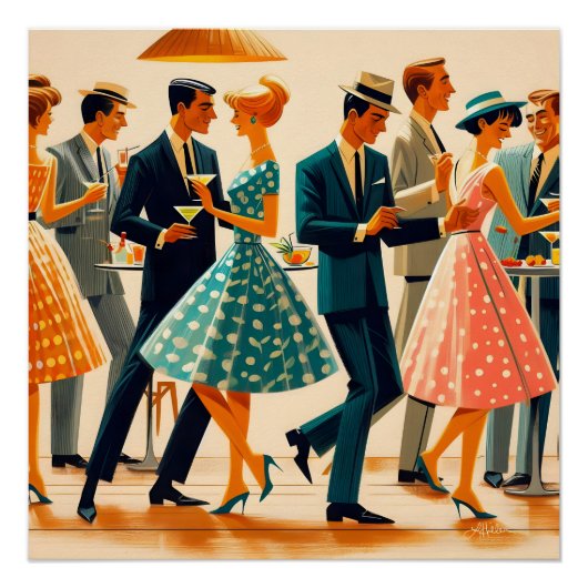 Poster Soirée de cocktail dansant Mid Century Modern Mart (Devant)