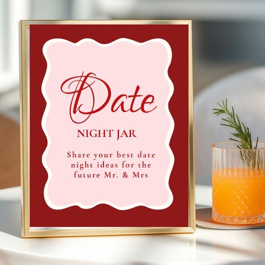 Poster Soirée de date valentine Signe de douche de mariag