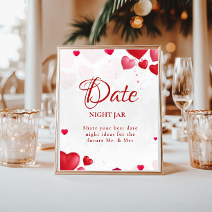 Poster Soirée de date valentine Signe de douche de mariag