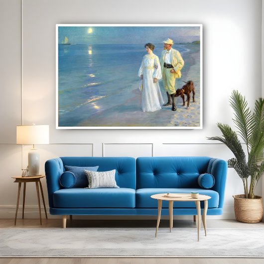 Poster Soirée d'été sur la plage à Skagen, P.S. Kroyer