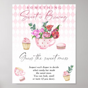 Poster Soirée du thé - devinez le gâteau sucré