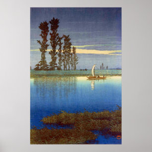 Poster Soirée d'Ushibori Kawase Hasui 1930s