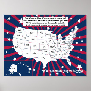 Poster Soirée électorale 2024 Carte de coloriage interact