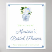 Poster Soirée élégante Bleu Vert Gingembre Jar Douche (Devant)