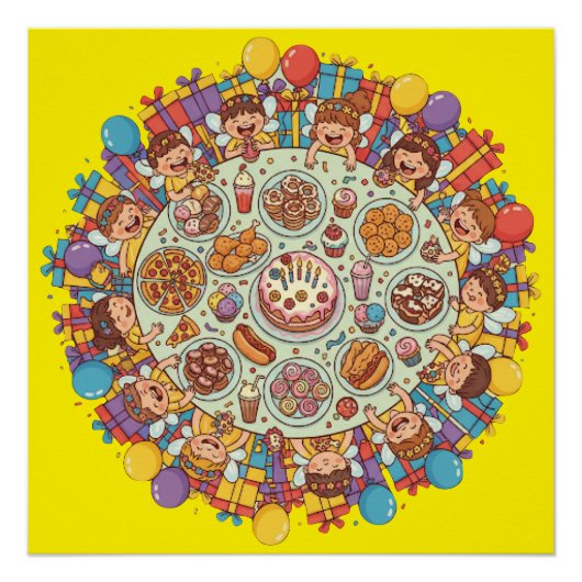 Poster Soirée Fée À Thème Jaune Pour Enfants (Devant)
