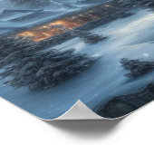 Poster Soirée hivernale enneigée, une maison confortable  (Coin)