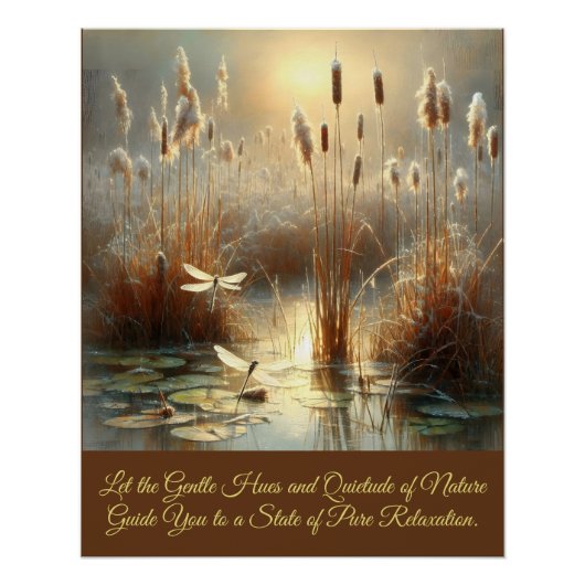 Poster Soirée Nature Coucher du soleil Marais Dragonfly C (Devant)