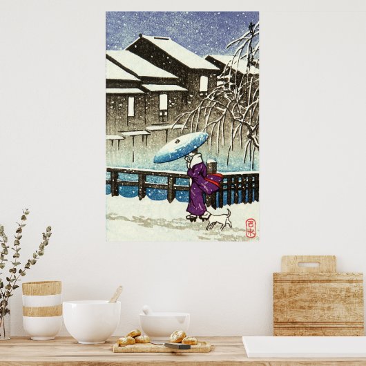 Poster Soirée neige Kawase Hasui 1930 (Cuisine)