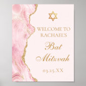 Poster Soirée personnalisée Bat mitzvah d'âge rose (Devant)