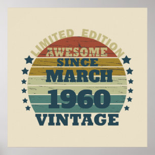 Poster Soirée personnalisée vintage de 65e anniversaire