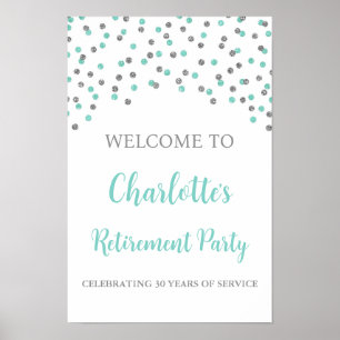 Poster Soirée Retraite Turquoise en Argent Personnalisée