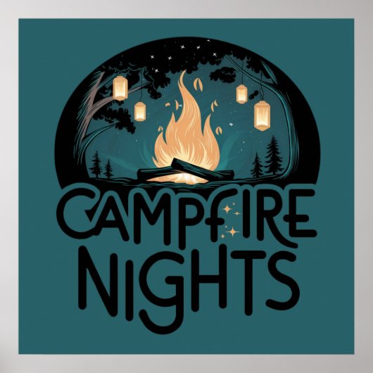 Poster Soirs de feu de camp rustique aventure extérieure (Devant)