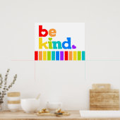 Poster Sois gentil rainbow strips slogan positif (Cuisine)