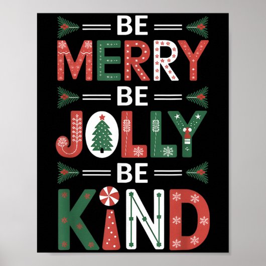 Poster Sois joyeux Be Jolly Be Kind Chemise Merry Xmas En (Devant)