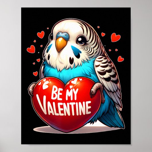 Poster Sois mon perruche de la Saint-Valentin cœur  (Devant)