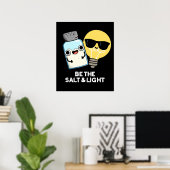 Poster Soit Le Sel Et La Lumière Drôle Pun Bible Dark BG (Bureau à domicile)