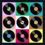 Poster Soixante-dix Retro Vintage Vinyl Record Pop Art<br><div class="desc">Collection de disques vinyle vintage.</div>
