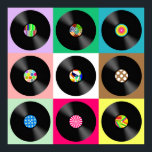Poster Soixante-dix Retro Vintage Vinyl Record Pop Art<br><div class="desc">Collection de disques vinyle vintage.</div>