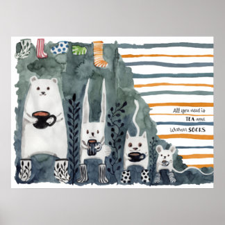 Poster Sokken van thee en warm