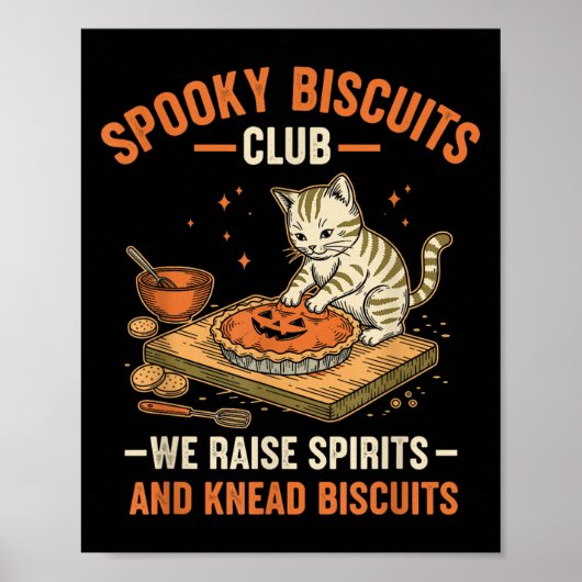 Poster Soky Biscuits Club Funny Halloween Cat Baking (Devant)
