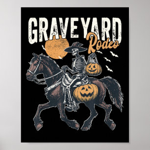 Poster Soky Western Cowboy Skeleton Rodeo Citrouille Hall