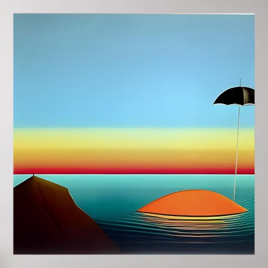 Poster Solace parapluie par les mers surréalistes (Devant)