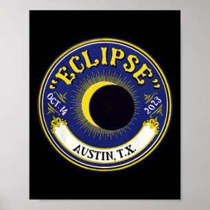 Poster Solaire annuel Eclipse Austin Texas Family Travel
