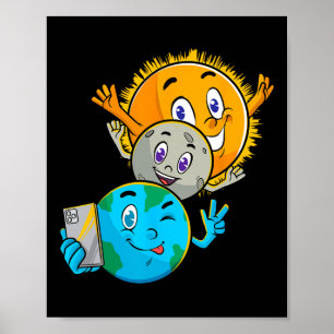 Poster Solaire Eclipse 2024 Funny Earth Sun Moon Selfie S