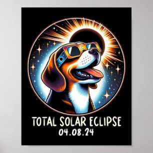 Poster Solaire Éclipse Beagle Portant des lunettes Animau